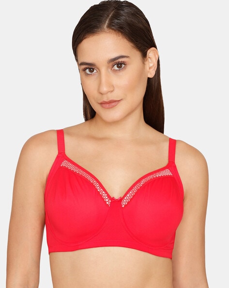 Buy FULL SUPPORT RED NON WIRED NON PADDED BRA for Women Online in India