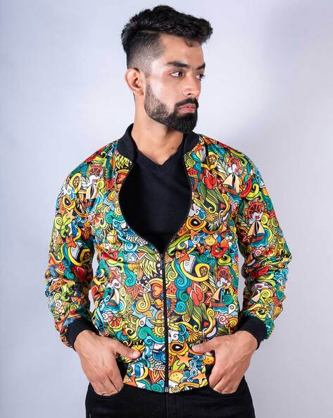 Mens bomber deals jacket print