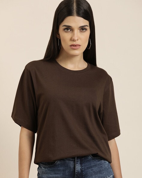 Plain brown t shirt cheap womens