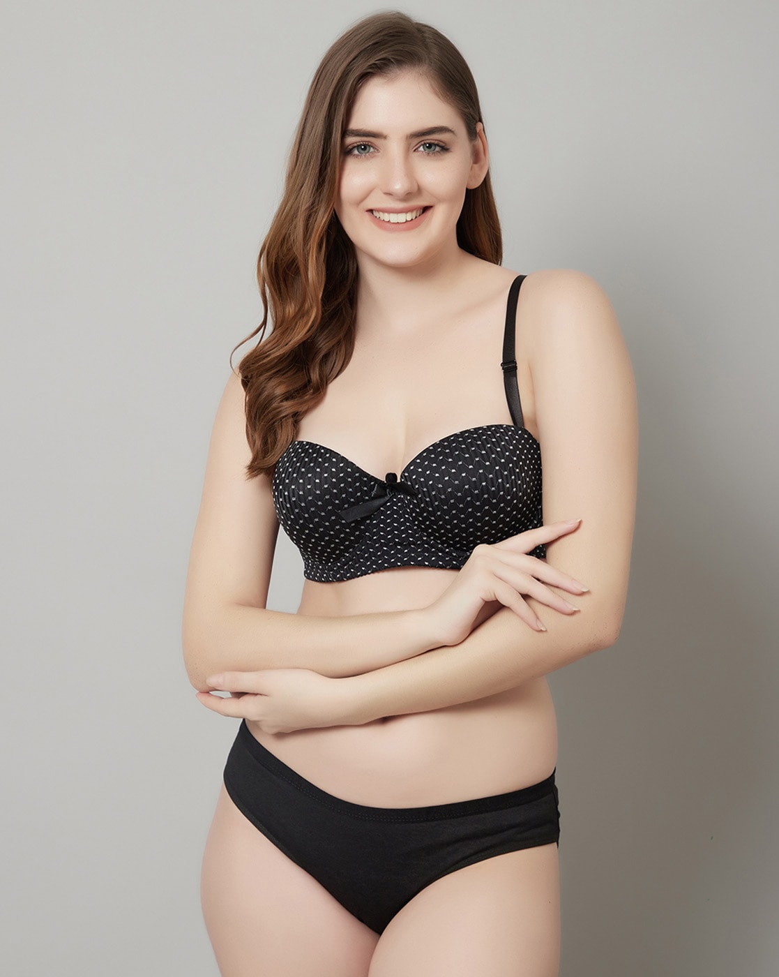 Quittance Black Polka Dotted Push Women Lingerie Sets - Buy Quittance Black  Polka Dotted Push Women Lingerie Sets online in India