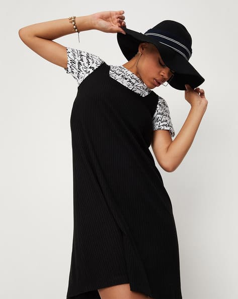 Women Square-Neck Mini Pinafore Dress