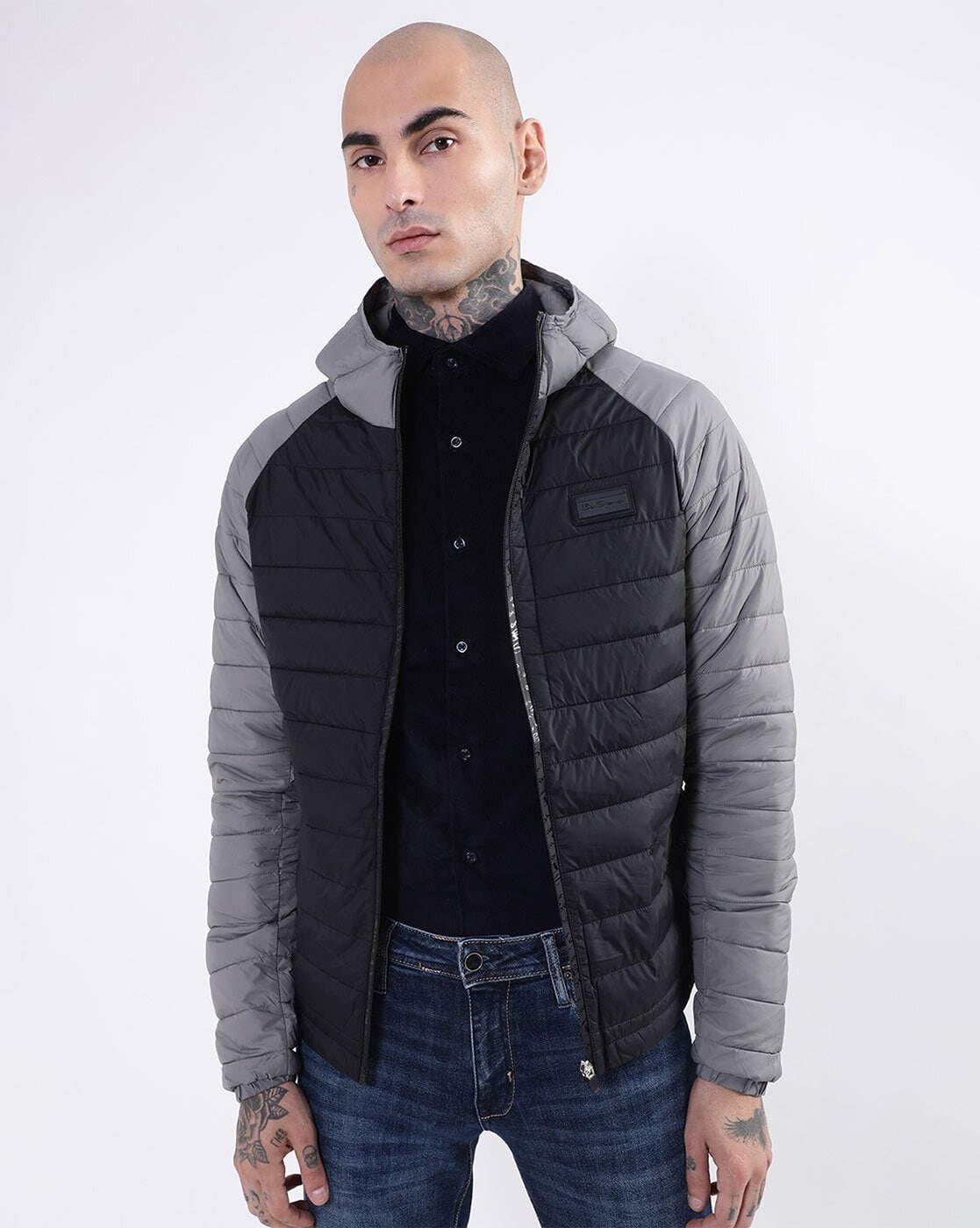 Quilted Biker Jacket with Hoodie