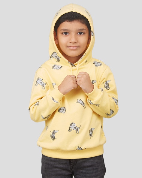 Yellow on sale drawstring hoodie