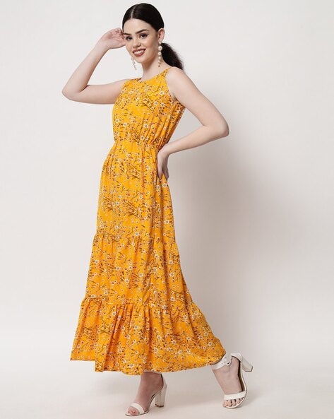 Buy La Zoire Women Yellow Solid Maxi Dress - Dresses for Women 2337128 |  Myntra