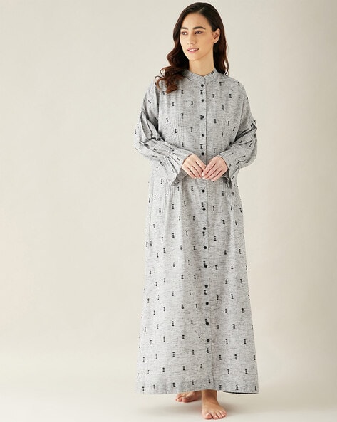 Women's Flannel Nightgown Buttons