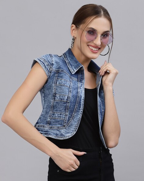 Women Sleeveless Jean Jacket Casual Summer Denim Vest Cropped Waistcoat |  Fruugo NO