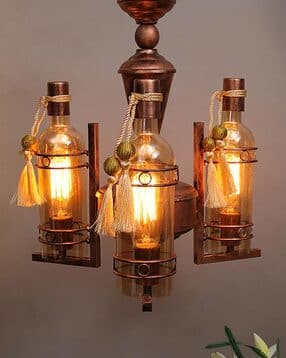 3-Light Bottle Metal Jhoomar Lamp-image-15