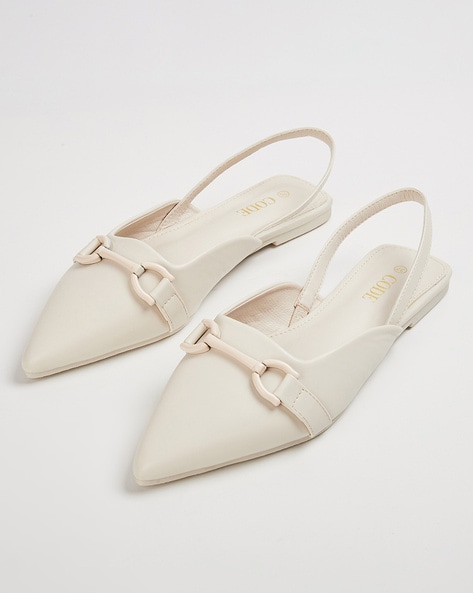 White on sale flat slingbacks