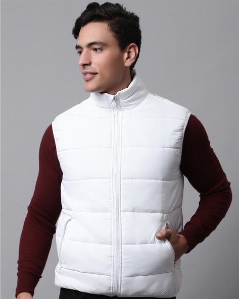 White Puffer Sleeveless Jacket By Grunt | GR-HCPJ-008 | Cilory.com