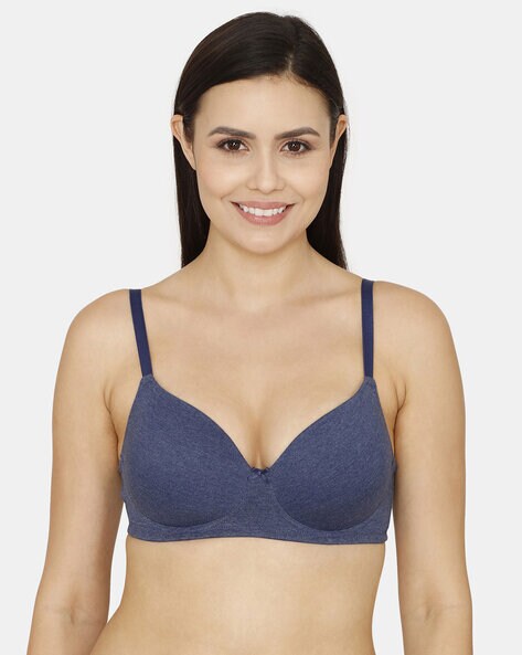 Buy Zivame Double Layered Non Full Coverage Super Support Bra - Blue online