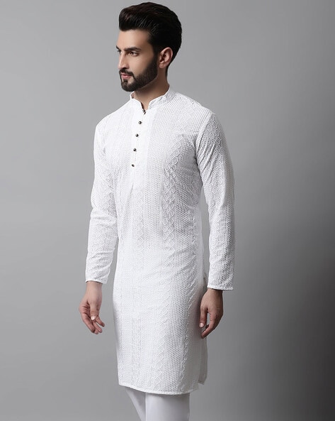 Reception Wear Attractive Readymade Men Kurta Pyjama In Off White Colo |  Wedding kurta for men, Off white color, White kurta