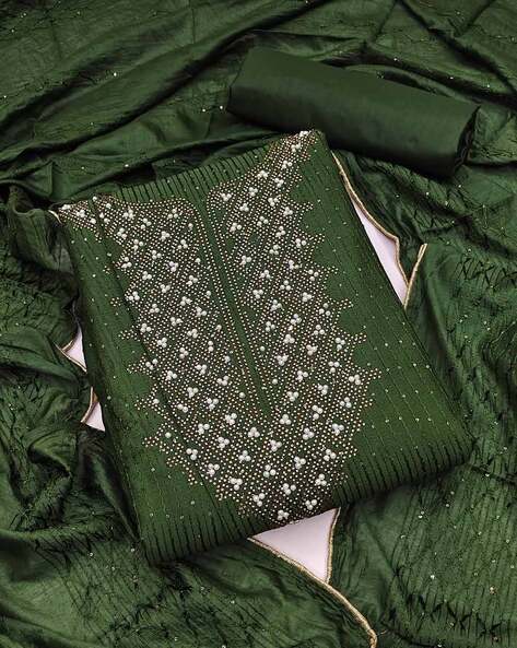green emerald velvet dress Lemon Green Embroidered Modal Dress Material