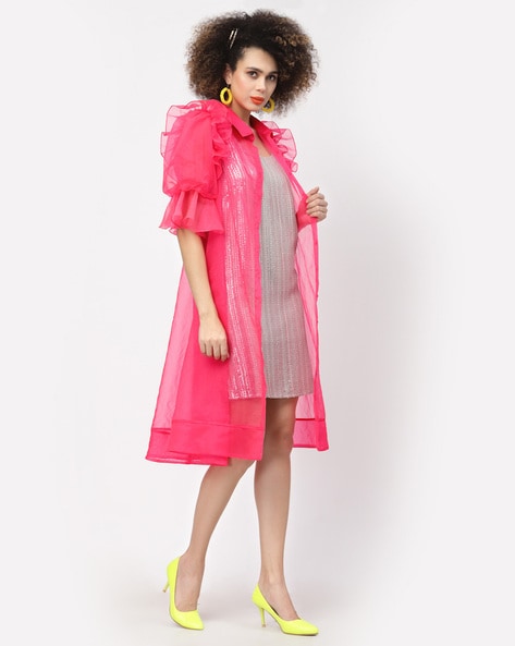 Pink Organza Jacket With Pants – Tifara