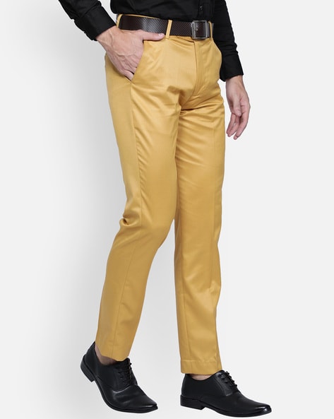 MEYER-127150310044 Men's Meyer Chino Trousers plain yellow 97% cotton 3%  elastan