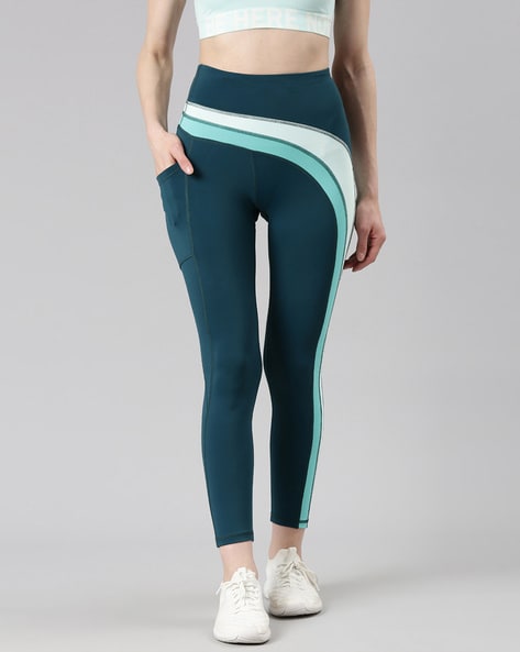 Buy Deep Teal Solo Stripe Leggings for Women by ENAMOR Online