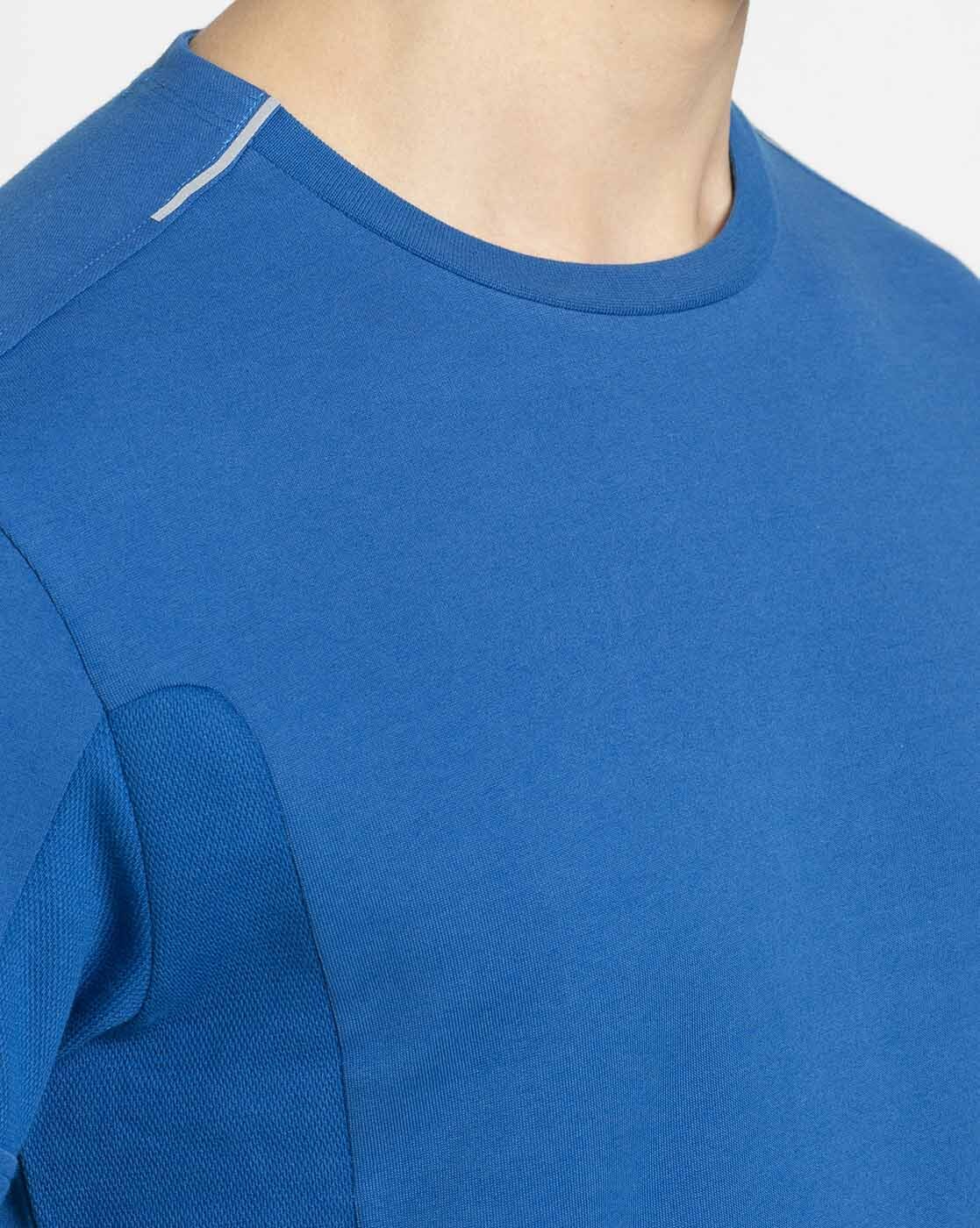 Buy Men's Super Combed Cotton Blend Solid Round Neck Half Sleeve T-Shirt  with Stay Fresh Treatment - Move Blue MV01