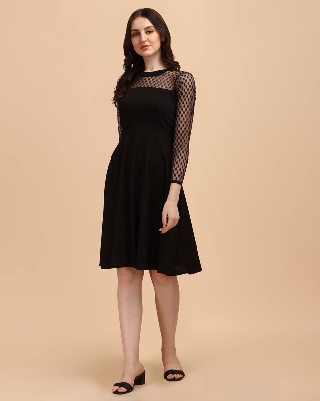 what shoes to wear with a black skater dress How To Wear: Black Skater Dress For Daytime  Temporary:Secretary
