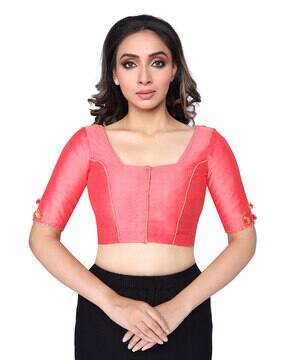 LOHEN⭐︎SQUARE NECK BLOUSE Buy RENE Square-Neck Front-Open Blouse Online | Ajio.com