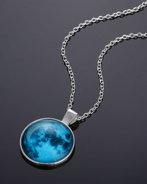 Japanese Fashion Cute Pink Blue Moon Pendant Necklace For Women Sweet Girls  Exquisite Opal Stone Moon Necklace Choker Jewelry - AliExpress