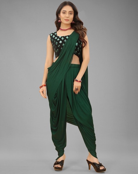 Buy Nazaakat by Samara Singh Blue Dupion Silk Floral Print Dhoti Pant  Online | Aza Fashions