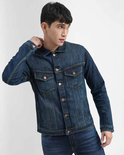 Medium length denim jacket online