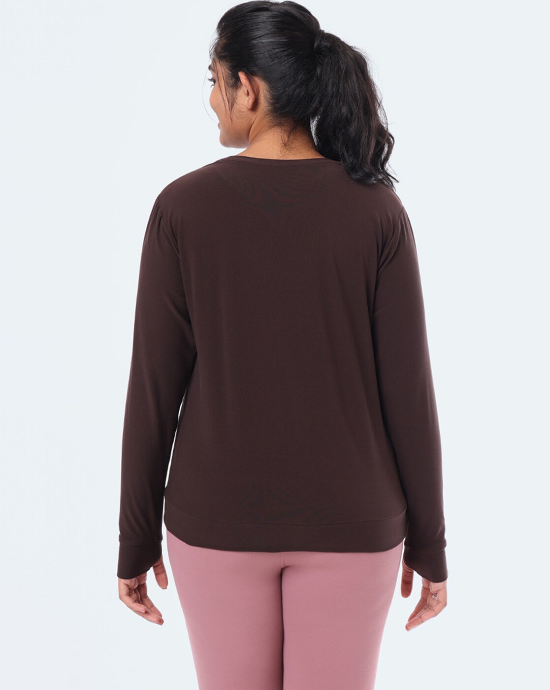 Blissclub Women Grape The Breezy Thumbhole Top Full Sleeves with Thumbhole