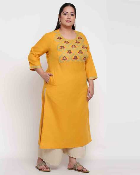 Buy Mustard Kurtas for Women by SRINGAM Online