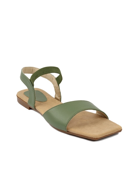 Khaki green flat online sandals