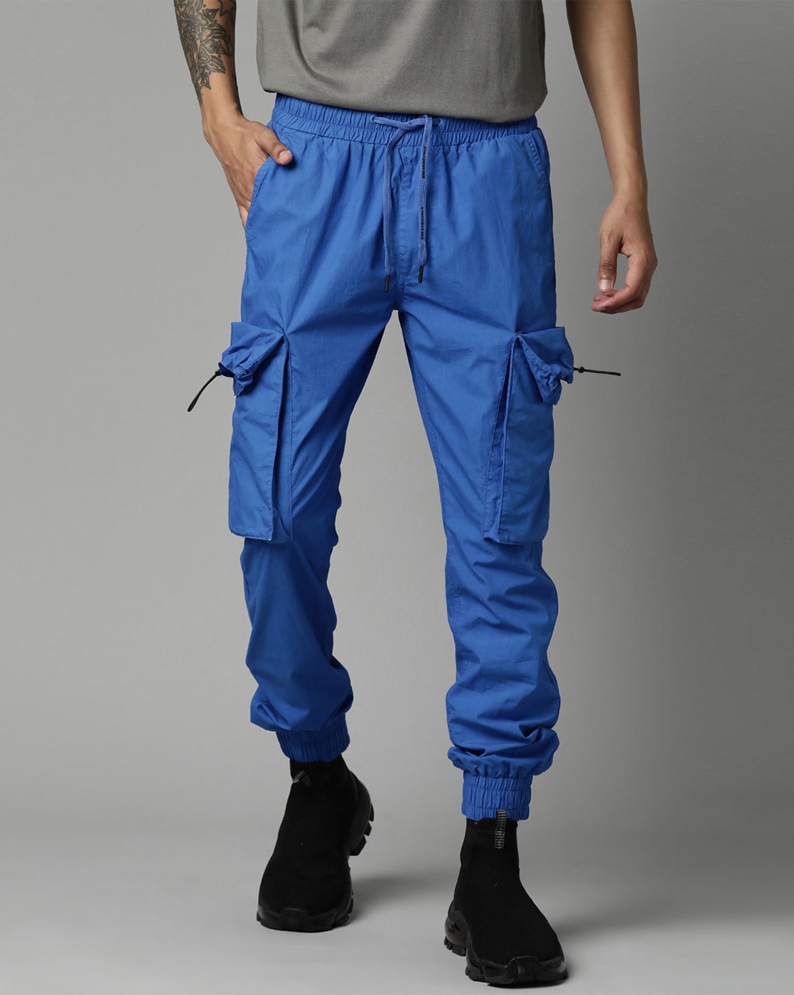 Solid Petrol Blue Men Polyester Slim Joggers Pant, Daily Wear at Rs  525/piece in Chennai