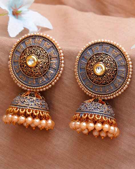 Flipkart.com - Buy karatique Oxidised copper plated Jhumka earrings for  Women Brass Jhumki Earring Online at Best Prices in India