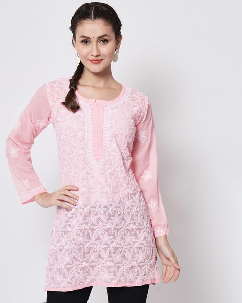 Georgette Kurtas Online in India from Soch - Cream Georgette Angrakha Kurta  With Threadwork Embroidery And Sequins