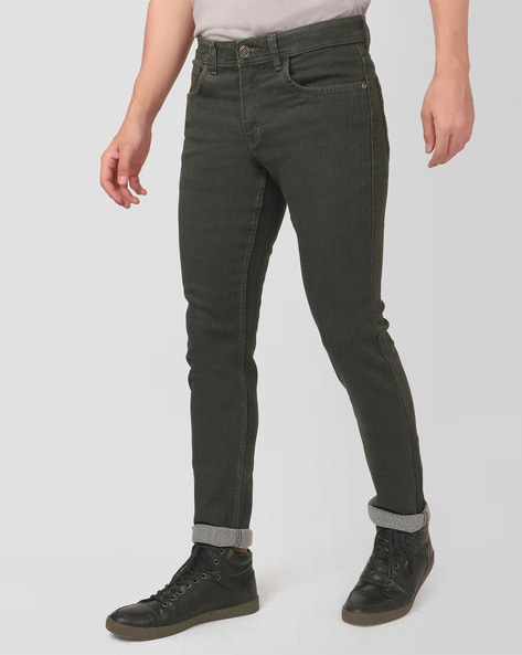 Ultrasoft Slim Comfort Buff Fit Olive Green Jeans - Vito