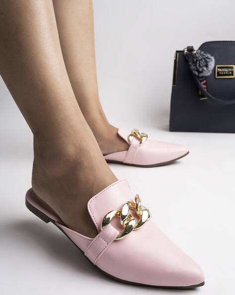 Embellished Mules with Pointed-Toe
