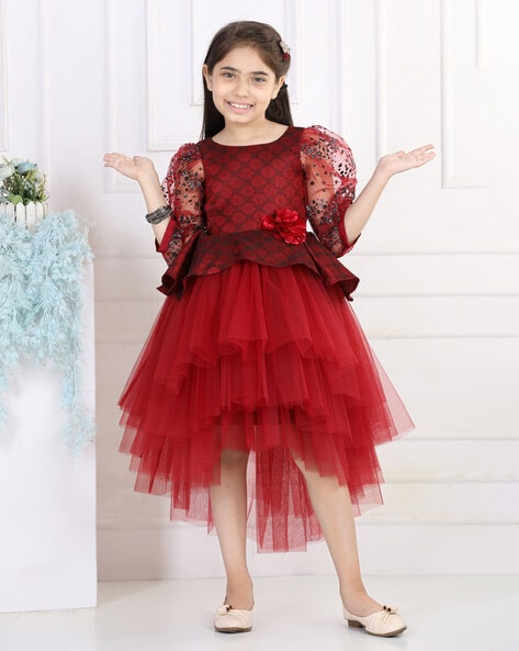 Buy Maroon Dresses & Frocks for Girls by TOY BALLOON Online | Ajio.com