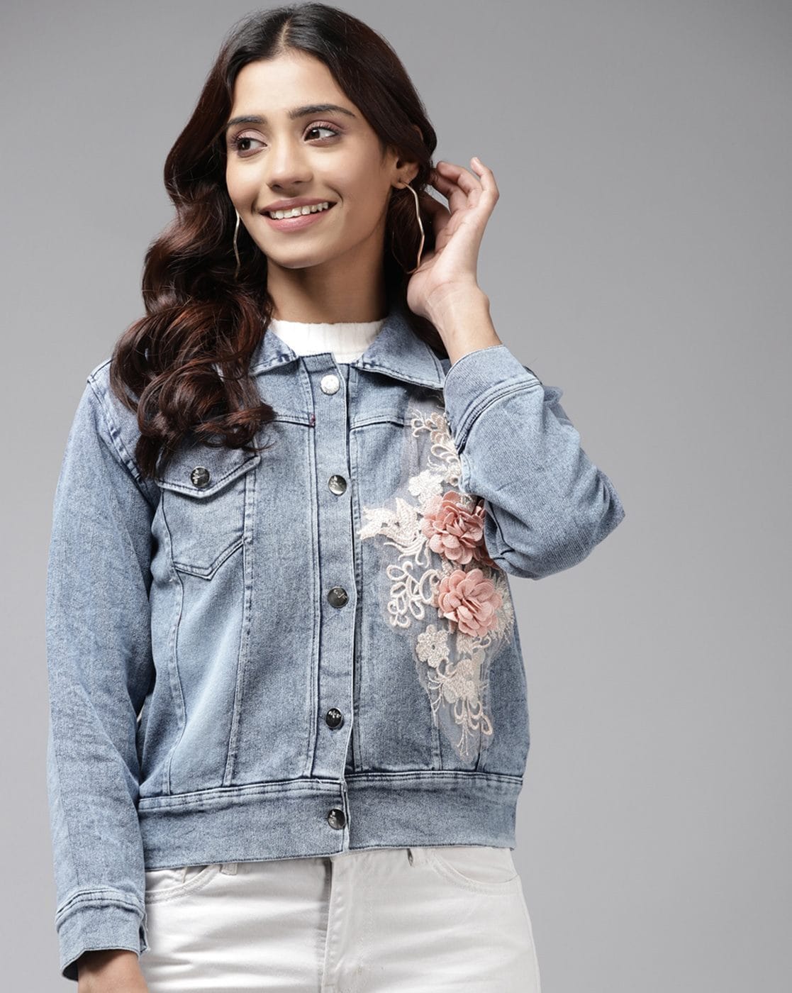 Boho Denim Jacket with Ethnic Appliques – BohoDreaming