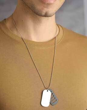 Mens silver deals dog tag chain