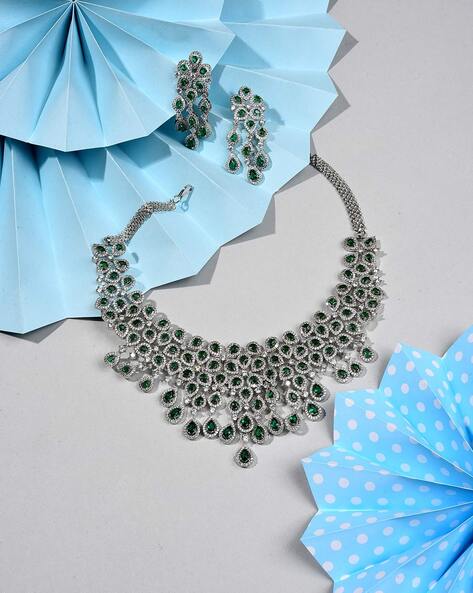 Buy Om Jewells Blue Rhinestone Party Wear Jewellery Combo of Aqua Drop Pendant  Necklace Set with Cuff Bracelet for Girls and Women CO1000064 Online at Low  Prices in India - Paytmmall.com