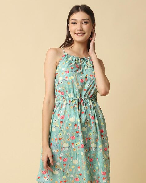 Zapaka Women White Short Summer Dress Floral Printed Spaghetti Straps  Casual Dress – ZAPAKA