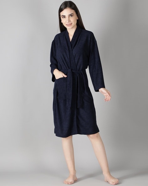 Brushed Cotton Dressing Gown - Navy and Rockabilly Red Check | Boden UK