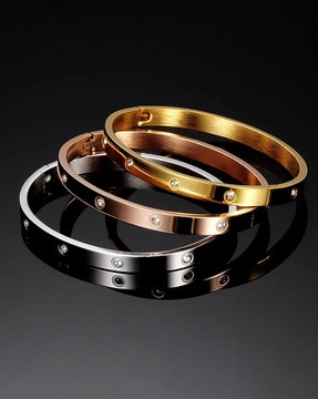 Estele Bangle Bracelets and Cuffs : Buy Estele Rhodium Plated M