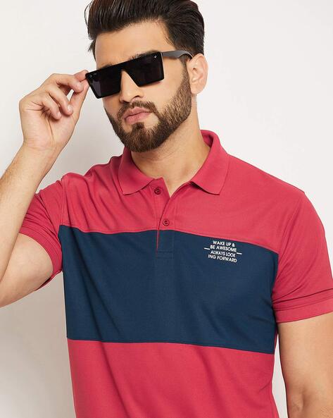 Regular Fit Colourblock Polo T-Shirt with Ribbed Hem