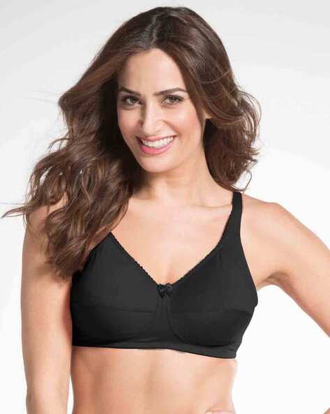 ES13 Wirefree Non Padded Cotton Elastane Full Coverage Plus Size Bra with  Side Panel Support