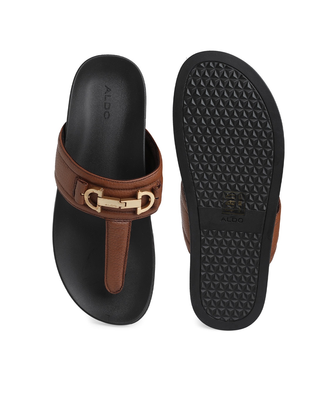 Buy ALDO Men Black Leather Sandals - Sandals for Men 2153860 | Myntra