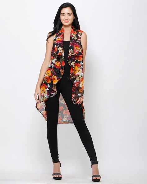 Buy online Sleeveless Printed Ethnic Jacket from shrugs & Jackets for Women  by Hangup for ₹570 at 77% off