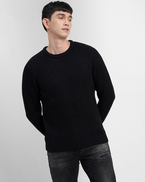Ribbed Crew-Neck Pullover
