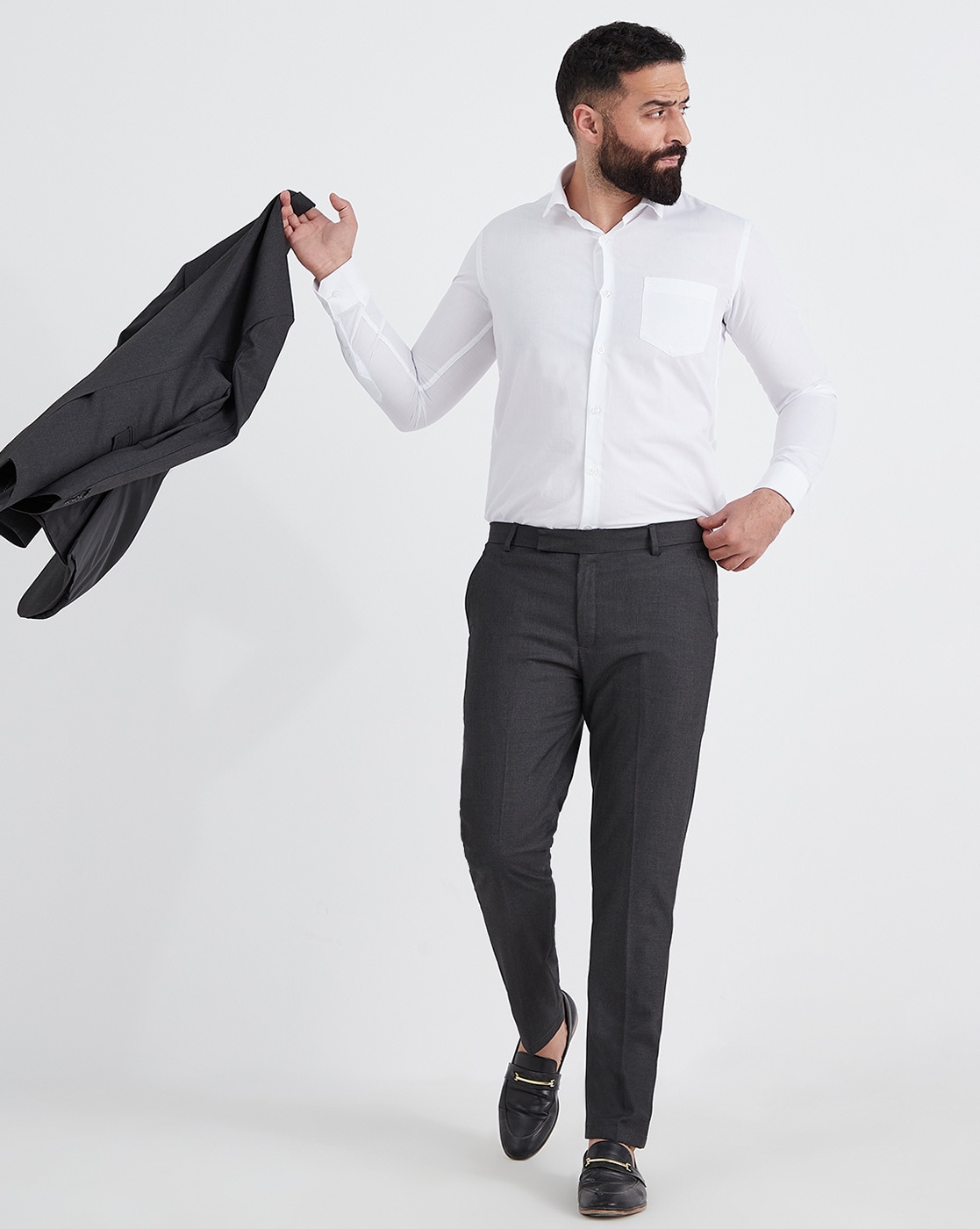 Buy Grey Trousers & Pants for Men by Mr Button Online