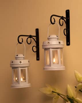 Set of 2 Lantern Hanging Lantern Tealight Holders-image-1
