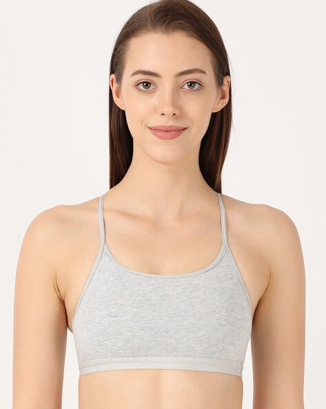 Buy Women's Wirefree Padded Super Combed Cotton Elastane Stretch Medium  Coverage Lace Styling T-Shirt Bra with Adjustable Straps - Steel Grey  Melange Online at Best Prices in India - JioMart.