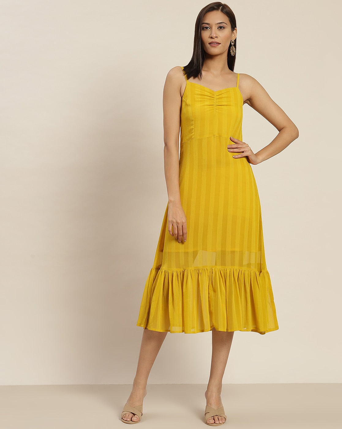 Yellow Flower Dress Summer Female | Yellow Summer Dress Midi | Boho Yellow  Midi Dress - Dresses - Aliexpress