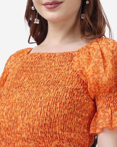 Orange cheap smocked top